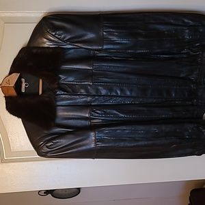 Men's Leather with Genuine Mink Collar.